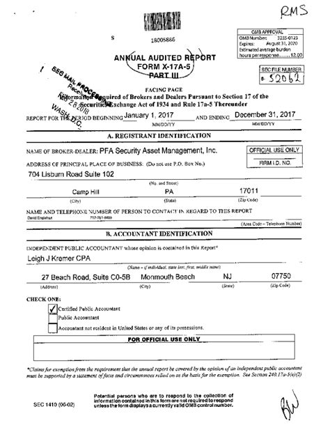 Fillable Online ANNUAL AUDITED REPORT FORM X 17A 5 PART 80 Sec