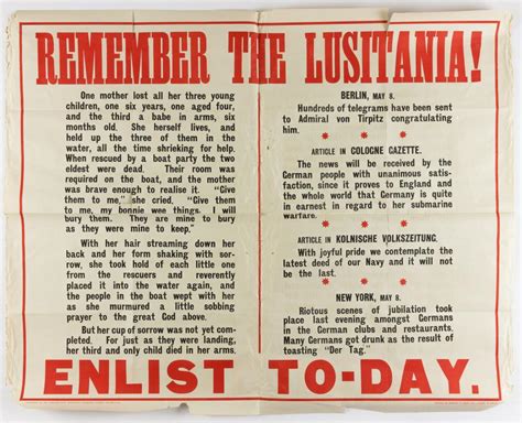 Lot - REMEMBER THE LUSITANIA! PROPAGANDA POSTER