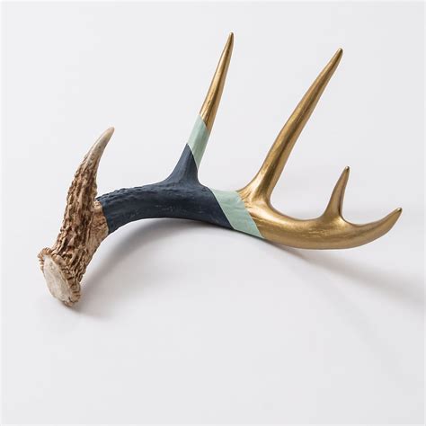 Navy And Gold Antler Gold Antler Antler Crafts Painted Antlers