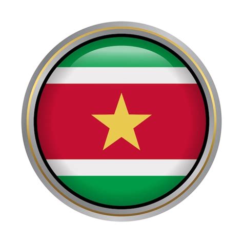 Premium Vector Suriname Flag Circle Shape Button Glass Texture On White