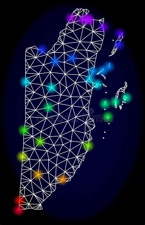 O Mesh Map Poligonal De Belice Con Los Puntos De Luz Coloridos Del