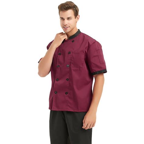 Maroon Black Cotton Restaurant Chef Coat For Hotels Machine Wash At