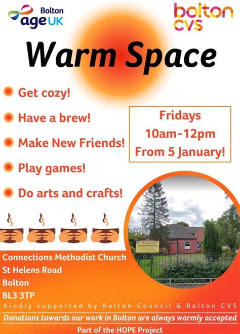 Warm Space Friday 2nd February 2024 Connections Community Methodist