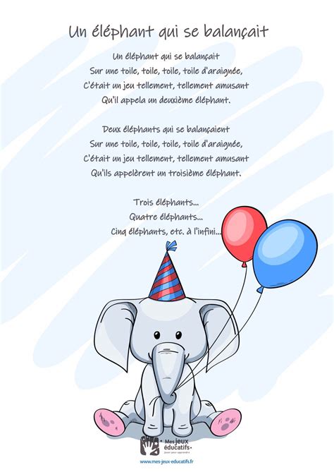 Un L Phant Qui Se Balan Ait Comptine Pour Enfant Pour Apprendre