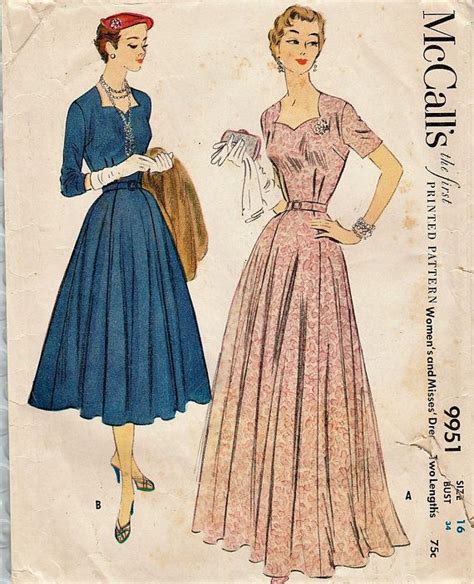 McCalls 9951 Vintage 50s Sewing Pattern Evening Dress Gown Etsy