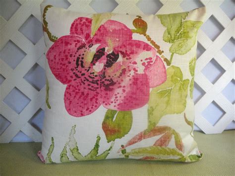 Floral Pillow Cover In Pink Green Ivory Pink Green Pillow