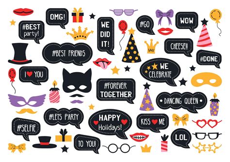 Party Photo Booth Props Photobooth Vector Set For Masquerade 3443600