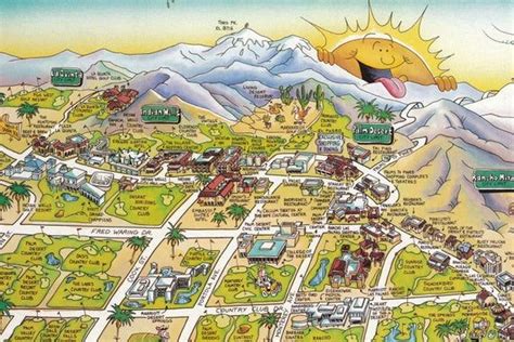 Palm Springs California Illustrated Map Palm Springs Map Art Print