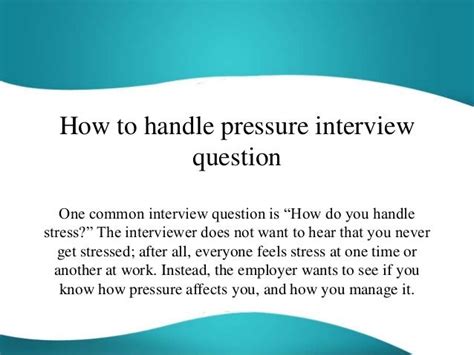 How To Handle Pressure Interview Question