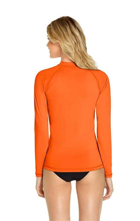 Women S Long Sleeve Rash Guard Orange Wet Effect Inc