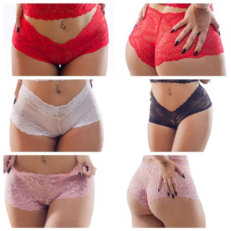 Kit Calesson Lingerie Calcinha Renda Revenda Feminino Cale On Shortinho Sexy Shopee Brasil