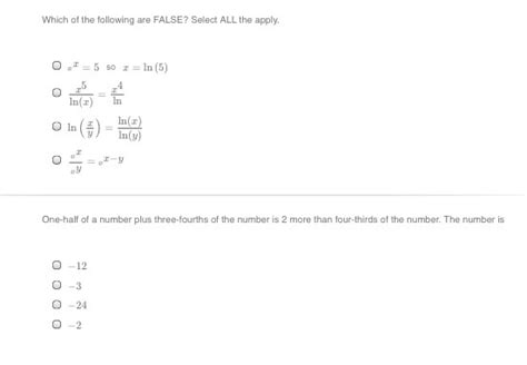 Solved Which Of The Following Are False Select All The