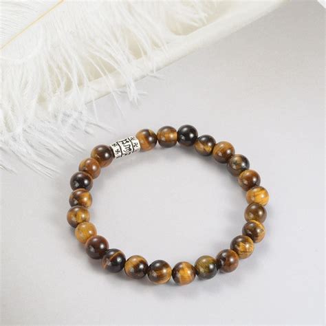 8mm Tigers Eye Stone Beaded Stretch Bracelets For Men Beaded Stretch