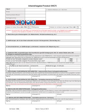 2014 2023 Form Arbeitsfreigabe Protokoll WCF Fill Online Printable