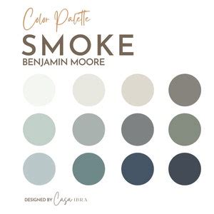 Smoke Paint Color Palette Benjamin Moore Interior Paint Etsy