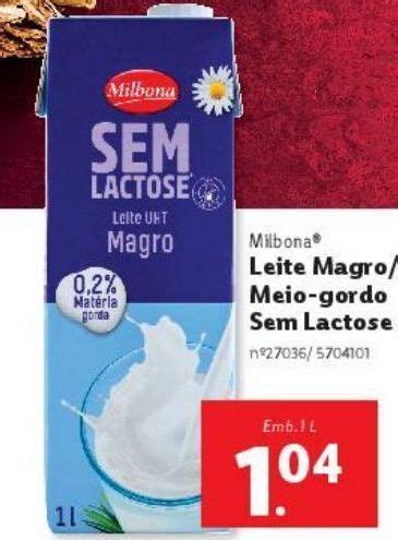 Promoção Leite sem lactose milbona em Lidl