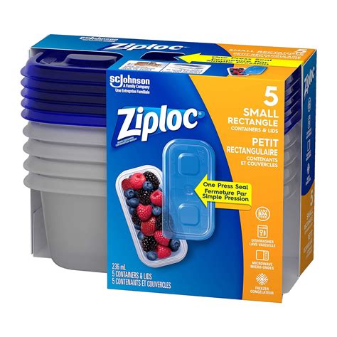 Ziploc Small Rectangle Containers And Lids Pk Of Rossy