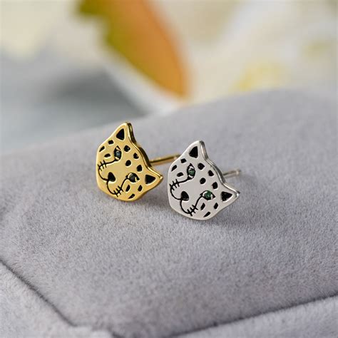 Boucles D Oreilles Tige De Visage De L Opard Boucles D Oreilles