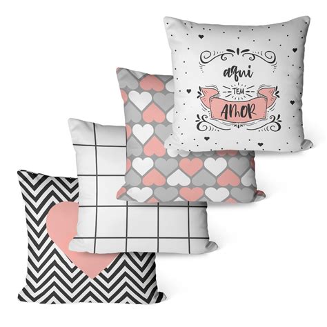 Kit Capas Para Almofadas Decorativas Aqui Tem Amor Madeiramadeira