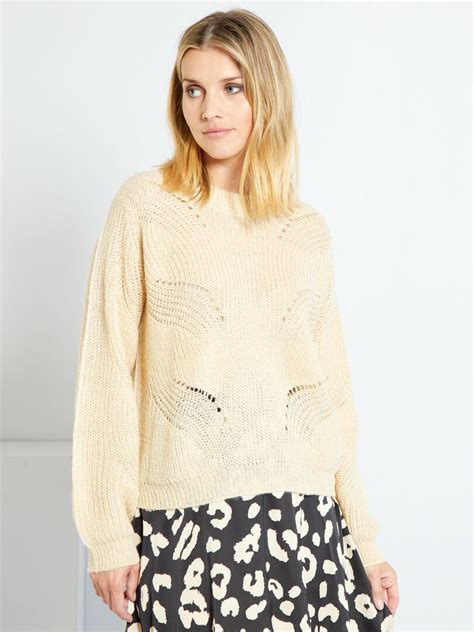 Pull En Maille Tricot JDY Beige Kiabi 27 00