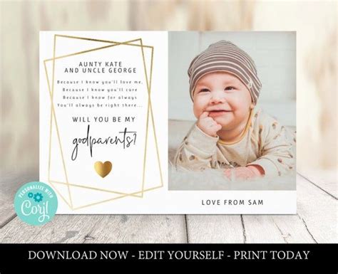 EDITABLE Godparents Card Will You Be My Godparents Printable