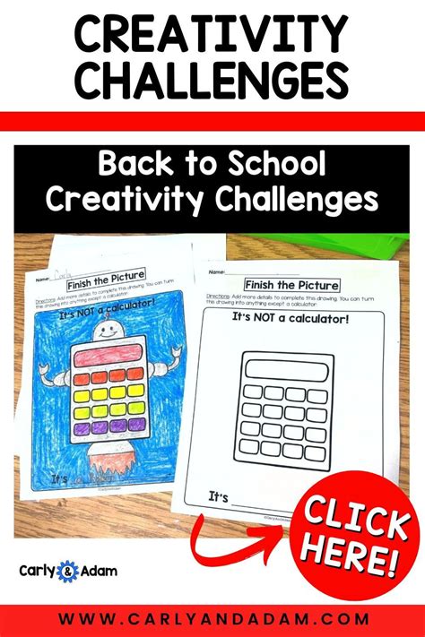 Back To School Creativity Challenges Finish The Picture Activities And