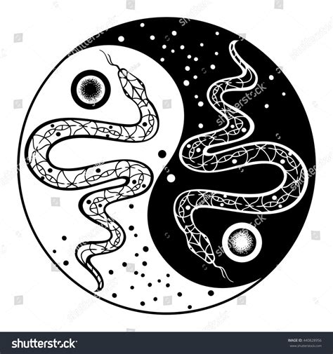 Yin Yang Decorative Symbol Snakes Hand Image Vectorielle De Stock