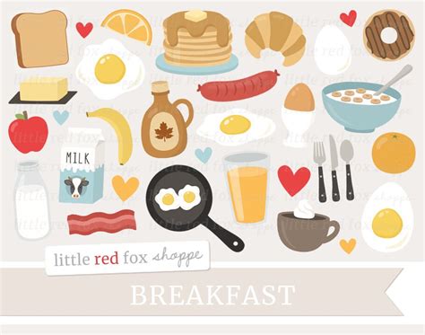 Breakfast Clipart Food Clip Art Eggs Clipart Pancakes | Etsy