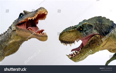 Tyrannosaurus Rex Spinosaurus Modeltoy Portraits Open Stock Photo ...