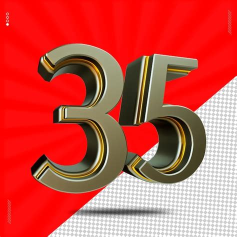 Premium Psd 3d Render Number 35 Font Steel