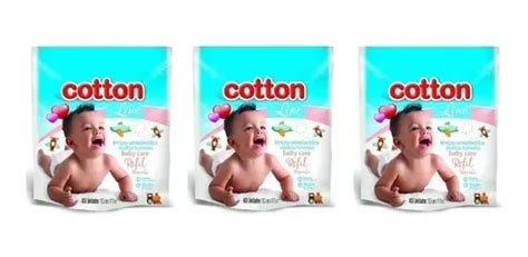 3 Refil Toalha Umedecidos Cotton Line Baby Care 1200 Lenços MercadoLivre