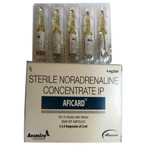 2 Ml Aficard Sterile Noradrenaline Concentrate Injection Aesmira