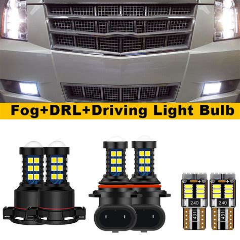 Pcs White Led Fog Driving Drl Light Bulbs Combo For Cadillac