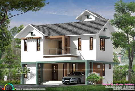 Square Feet Bedroom Sloping Roof Home Kerala Home Design And