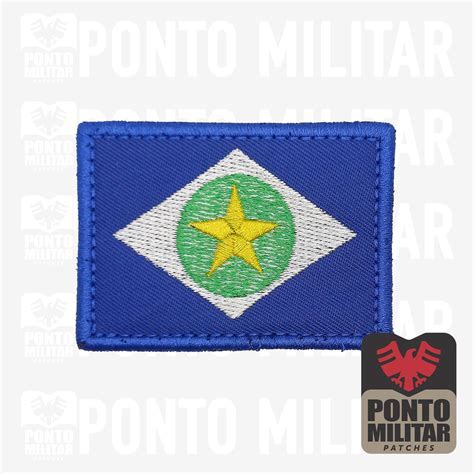 Bandeira Estado Mato Grosso Patch Bordado X Cm Ponto Militar