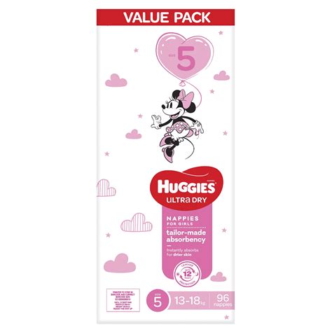 Huggies Ultra Dry Nappies Girls Size 5 96 Nappies - Allcare Warehouse