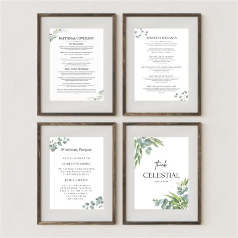 LDS Print Bundle Think Celestial Baptismal Covenants Temple Covenants