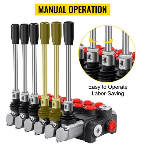 Vevor Hydraulic Directional Control Valve 6 Spool Hydraulic Spool Valve 11 Gpm Hydraulic