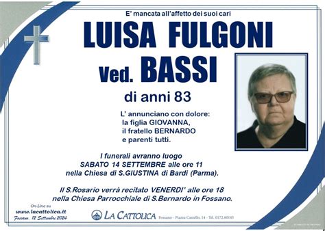 Fulgoni Luisa Ved Bassi Onoranze Funebri La Cattolica Fossano Cuneo