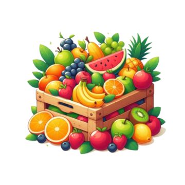 Una Canasta De Frutas Y Verduras Con Fondo Blanco Png Dibujos Una