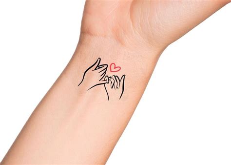 Pinky Promise Best Friends Pink Heart Temporary Tattoo Sisters Pinky