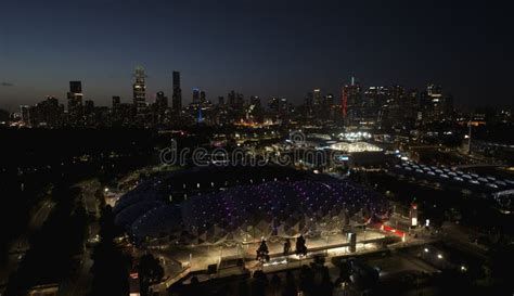 The AAMI Stadium and Melbourne Skyline Illuminated at Night. Editorial ...