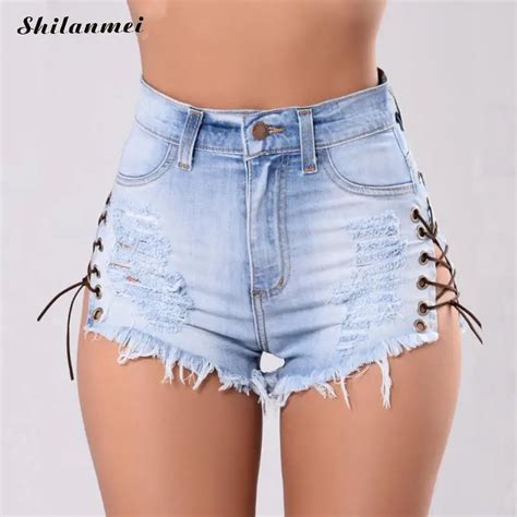 Femmes Sexy Occasionnel Dété Denim Jean Shorts Bleu Déchiré Jeans