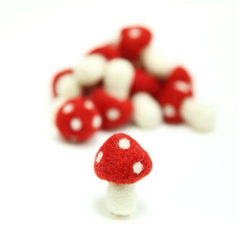 Mini Wool Felt Mushrooms Needle Felted Mushrooms Woodland Etsy