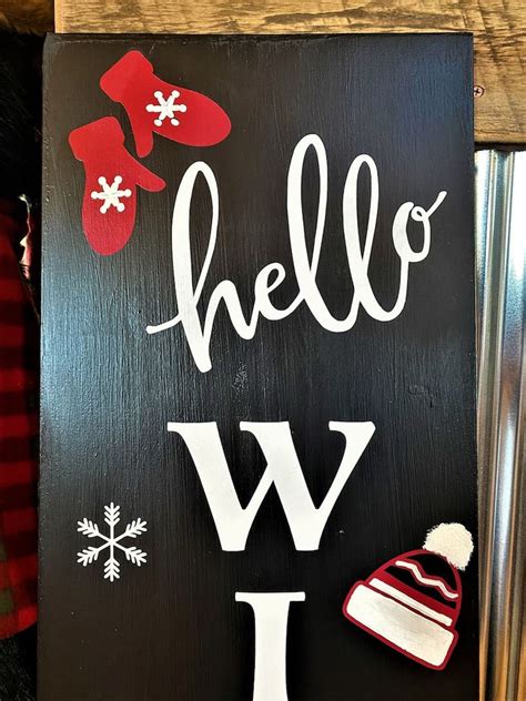 Hello Winter Porch Sign Winter Porch Sign Porch Vertical Sign Etsy