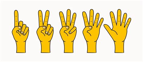 Hand Gesture Simple Hand Count Design With Outline