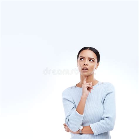 Thinking Confused And Pointing With Woman On Png For Questions Doubt And Brainstorming Idea