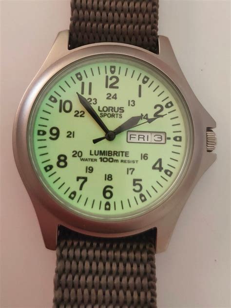 Lorus Mens Lumibrite Military Style Watch Stainless Steel Case RXF41AX7