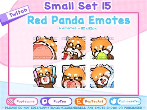 6x Cute Red Panda Emotes Pack For Twitch Youtube And Discord Etsy