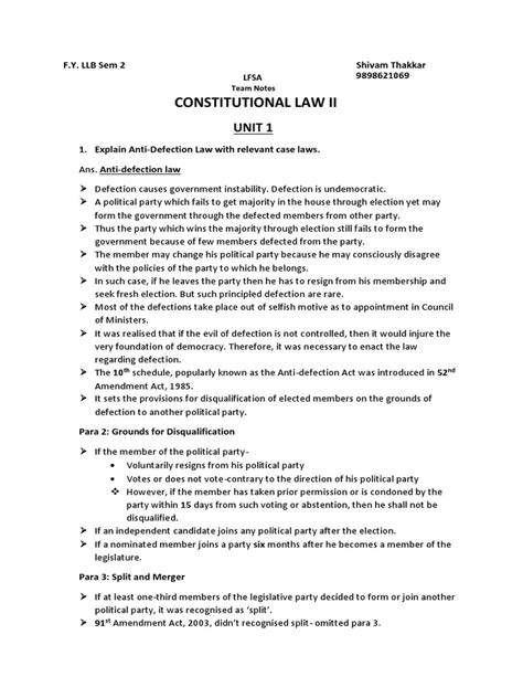 Constitutional Law 2 Notes 1 Pdf Pardon Government Institutions